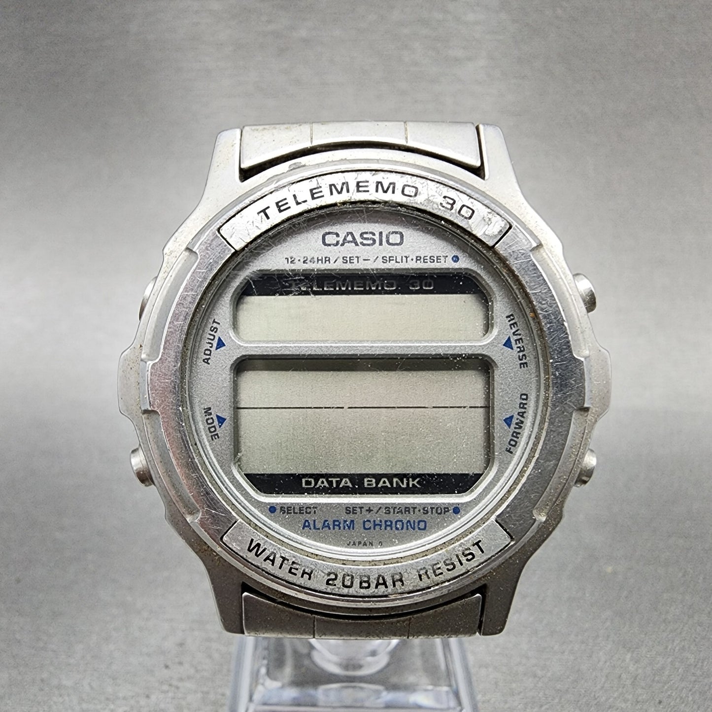 Casio DW3600 Telememo 30 Watch Men 41mm Digital Steel Round VTG PARTS0
