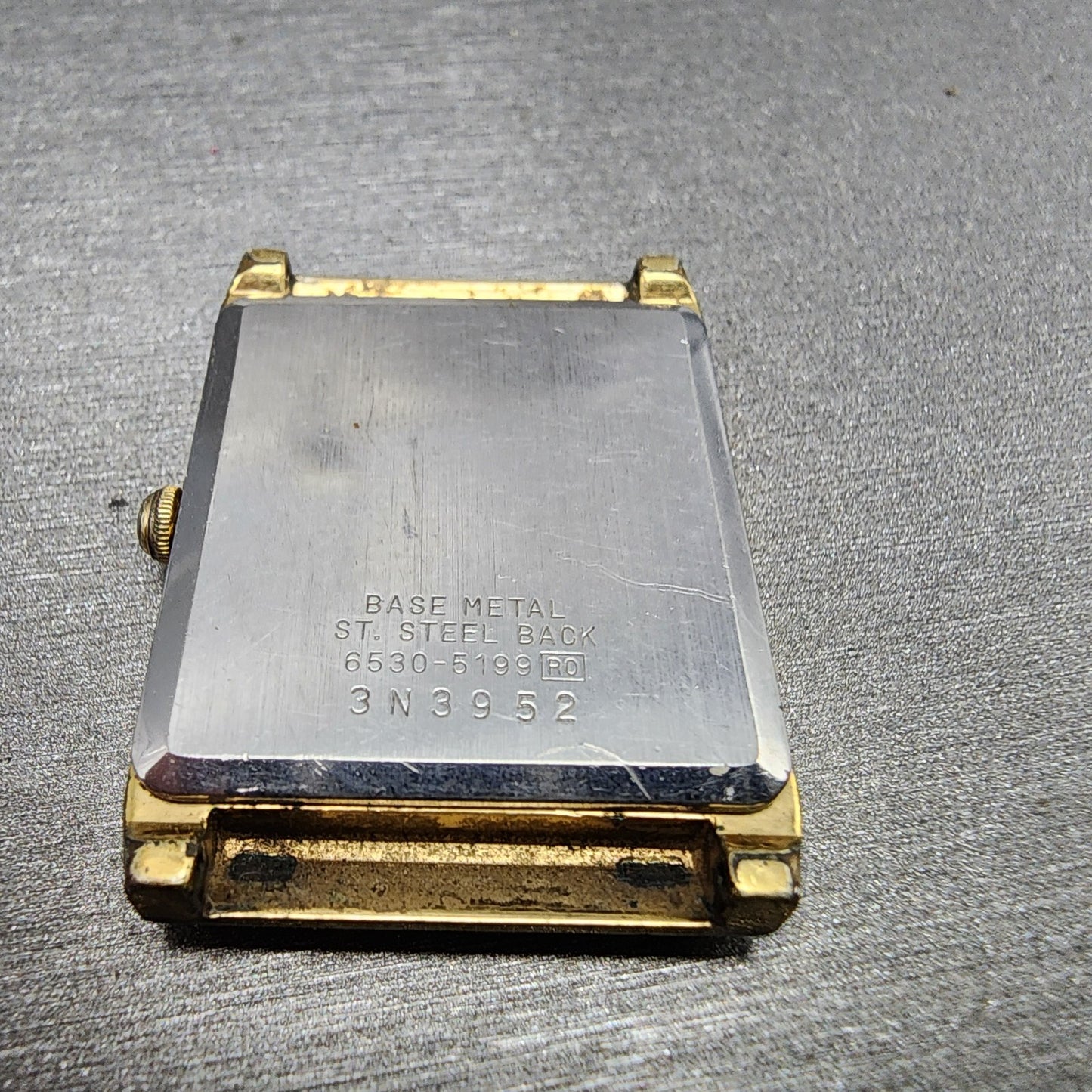 Seiko Tank Watch Men 25mm Gold Dial Gold Tone Rectangle 6530-5199 PARTS