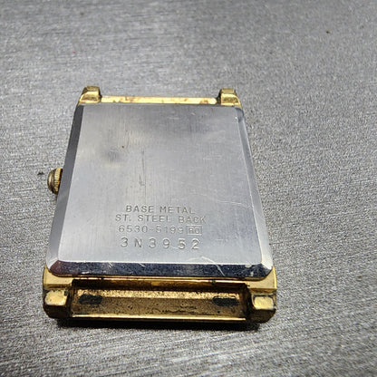 Seiko Tank Watch Men 25mm Gold Dial Gold Tone Rectangle 6530-5199 PARTS