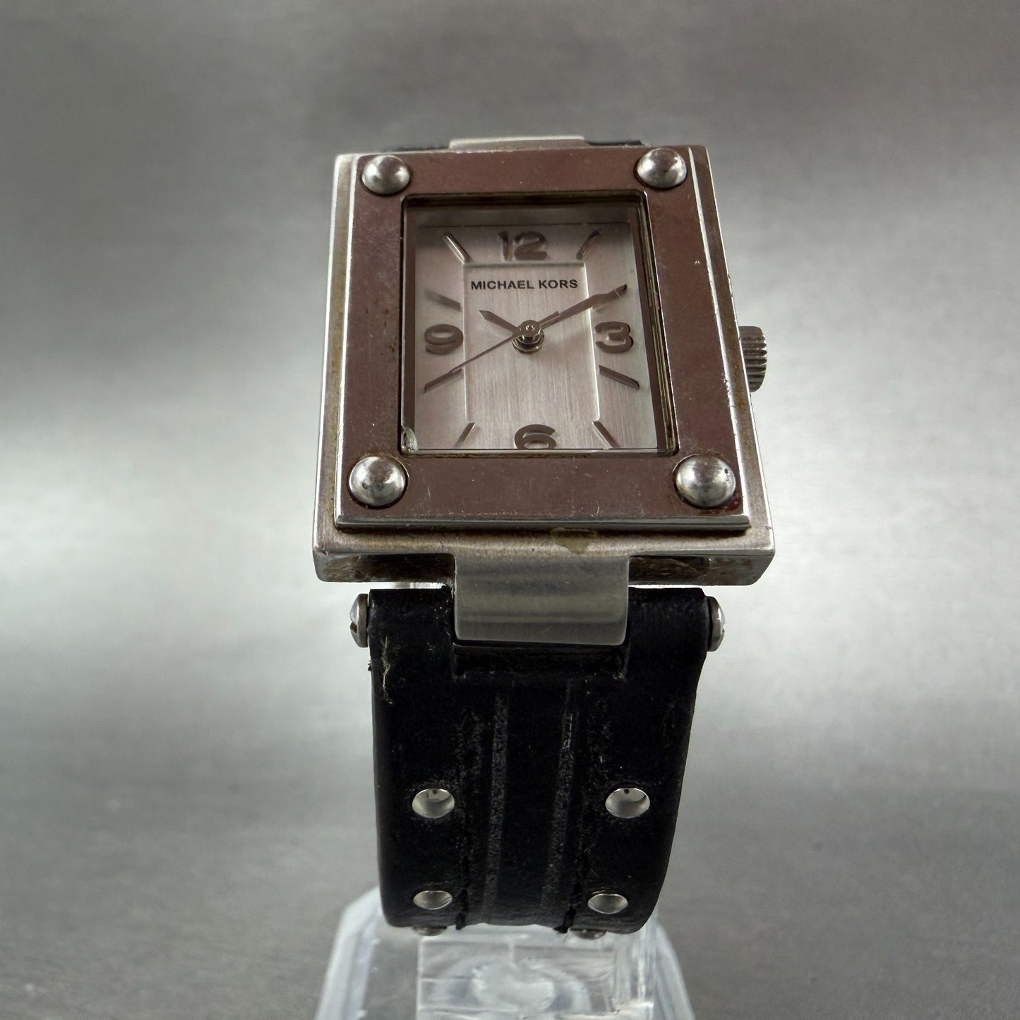 Michael Kors Watch Women 24mm Silver Dial Steel Rectangle MK-4085 New Battery6