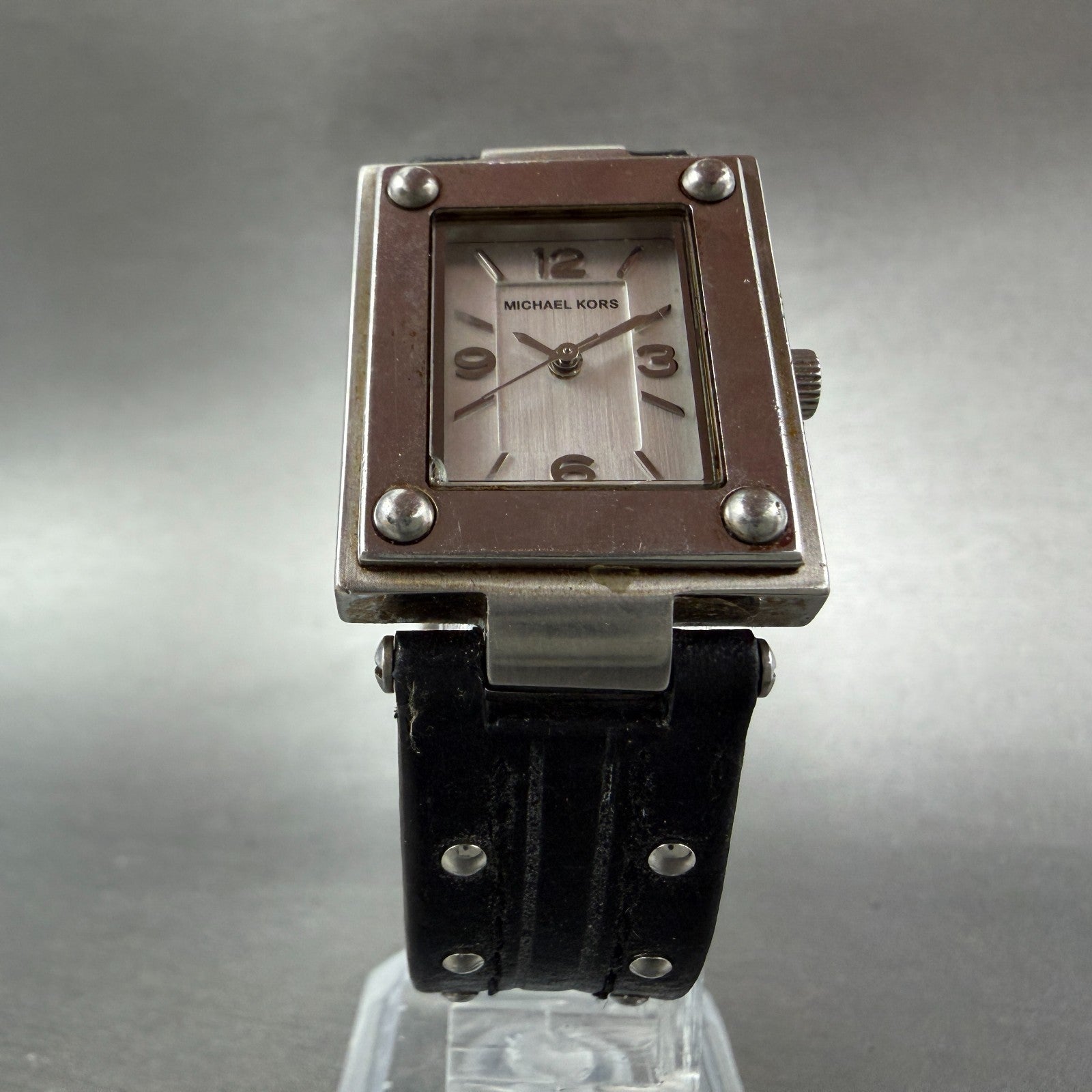 Michael Kors Watch Women 24mm Silver Dial Steel Rectangle MK-4085 New Battery6