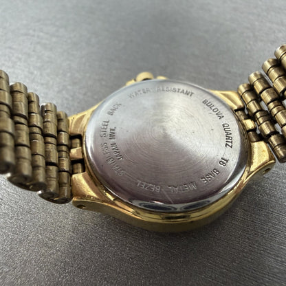 Bulova Watch Women 24mm Champagne Dial Gold Tone Date 97N02 New Battery9