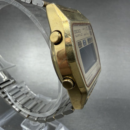 Seiko Digital Watch Men 35mm Two Tone Daydate Timer Vintage A128-5010 PARTS4