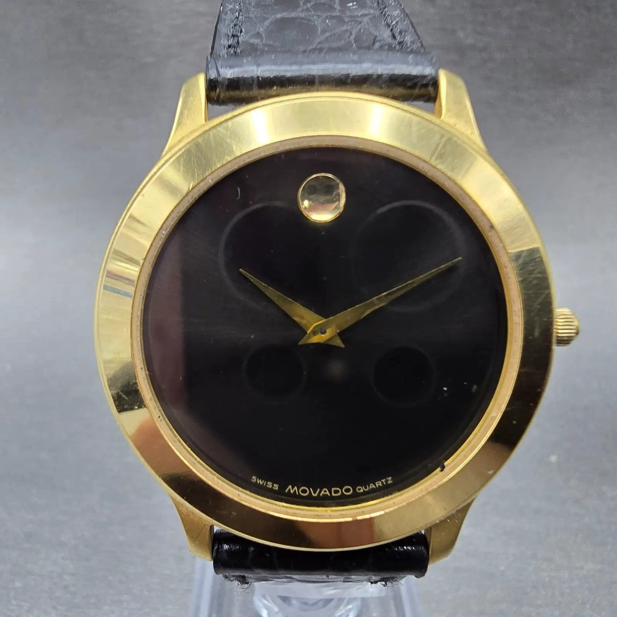 Movado Museum Watch Men 34mm Black Dial Gold Round 87-D1-844 New Battery Box1