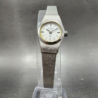 Citizen CQ Watch Women 17mm White Dial Silver Tone Round 3220891244 New Batt5