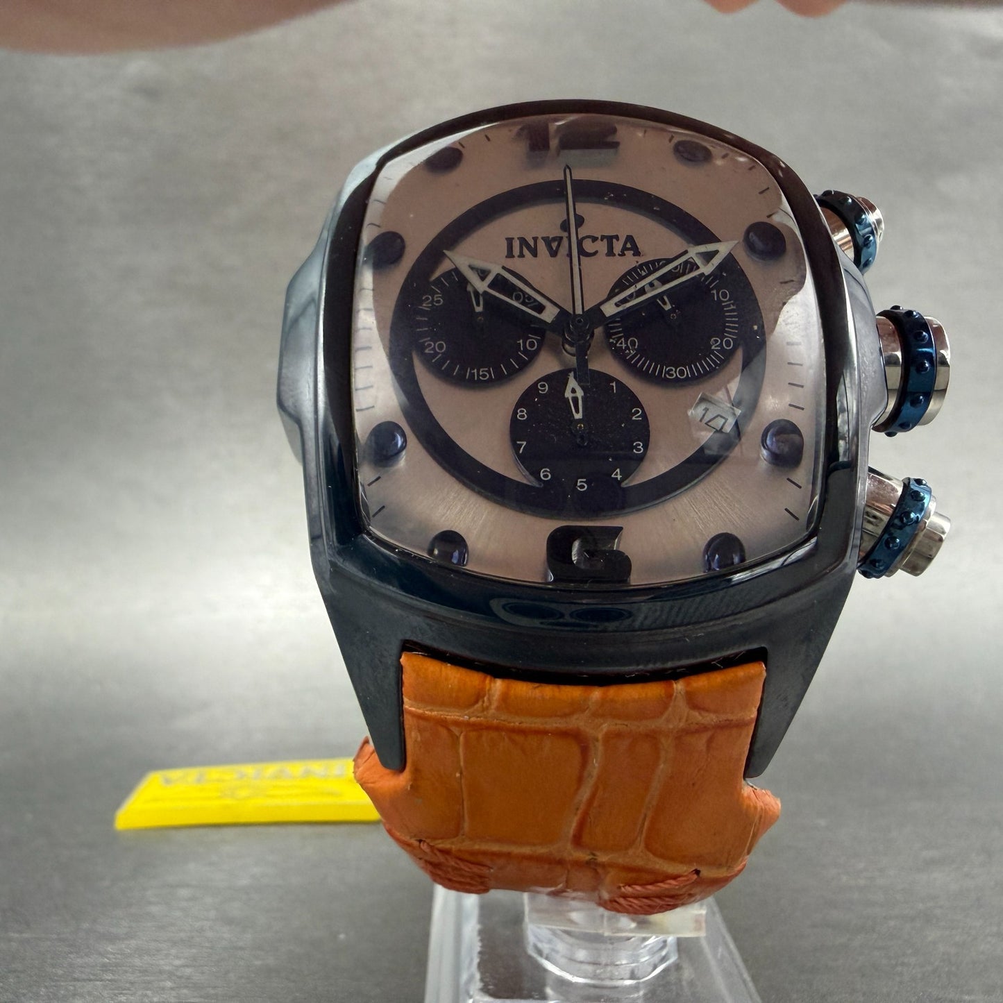 Invicta Lupah Chronograph Watch Men 46mm Silver Dial Blue Tone Date READ! Newbat5