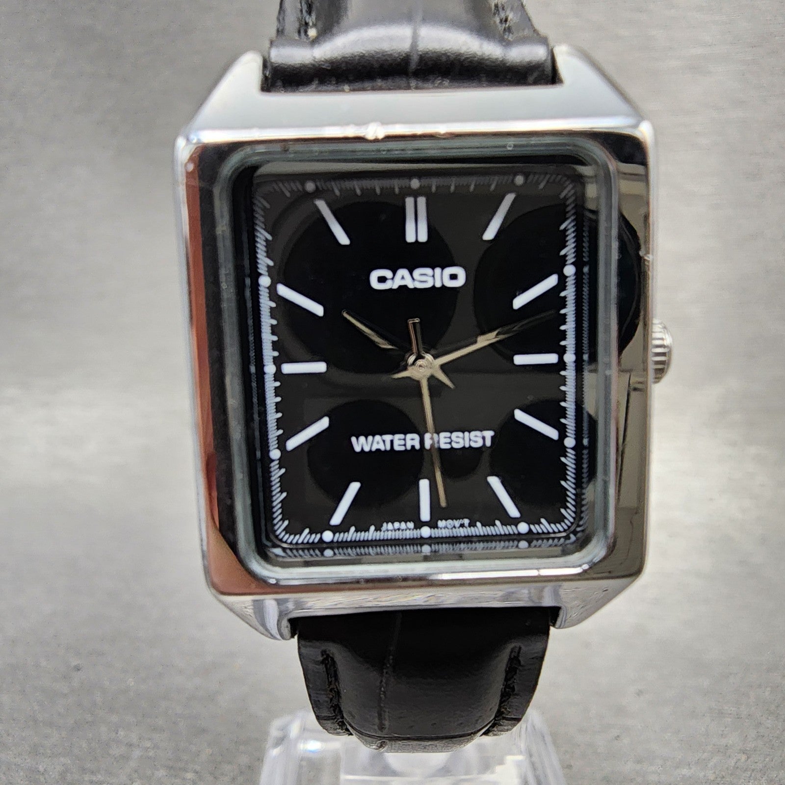 Casio Tank Watch Women 22mm Black Dial Silver Tone Rectangle LTPV007 NewBattery1