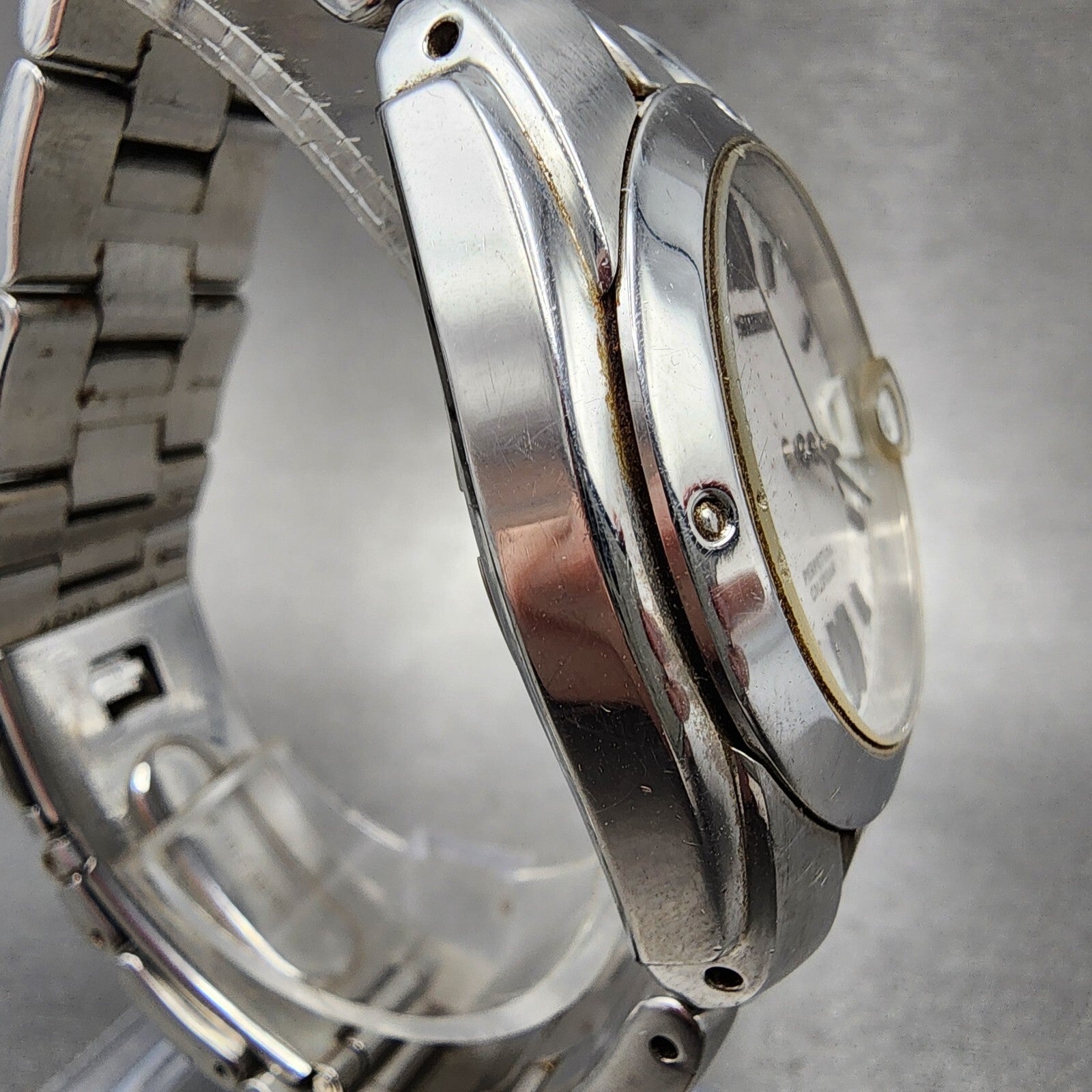 Seiko Perpetual Calendar Watch Men 39mm White Dial Silver Tone 8f320010 PARTS4
