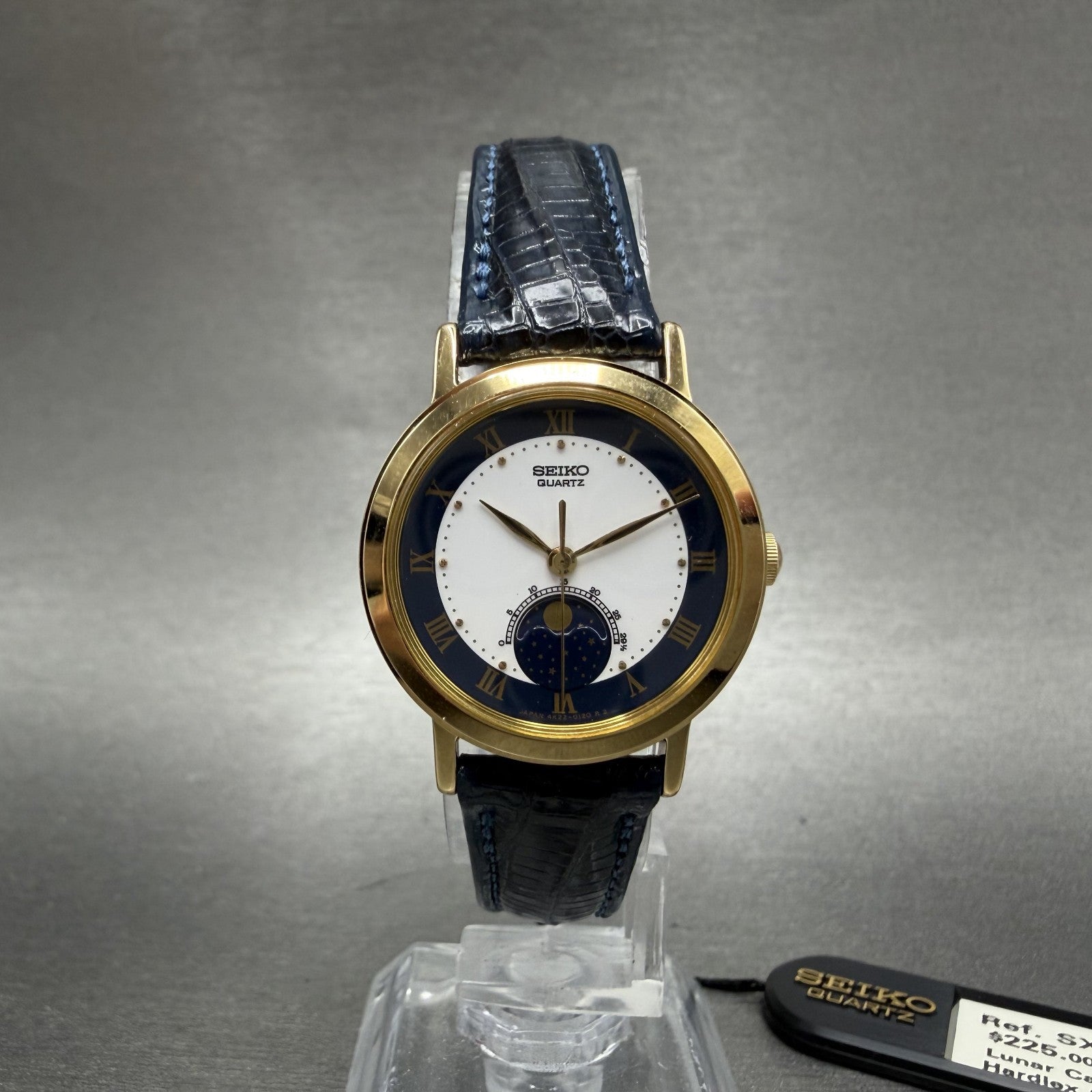 Seiko Moonphase Watch Women 26mm White Dial Gold Tone Round 4K220089 NOS NewBat6