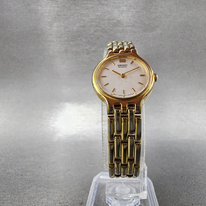 Seiko Watch Women 22mm White Dial Gold Tone Round 1n000a99 New Battery5
