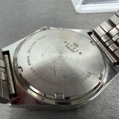 Seiko Alba Watch Men 35mm Luminous Dial Silver Tone Daydate V743-8B10 NewBattery9
