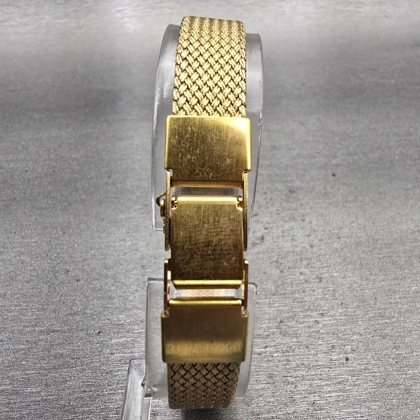 Seiko Watch Women 17mm Gold Dial Gold Tone Rectangle 1400-8089 New Battery VTG7