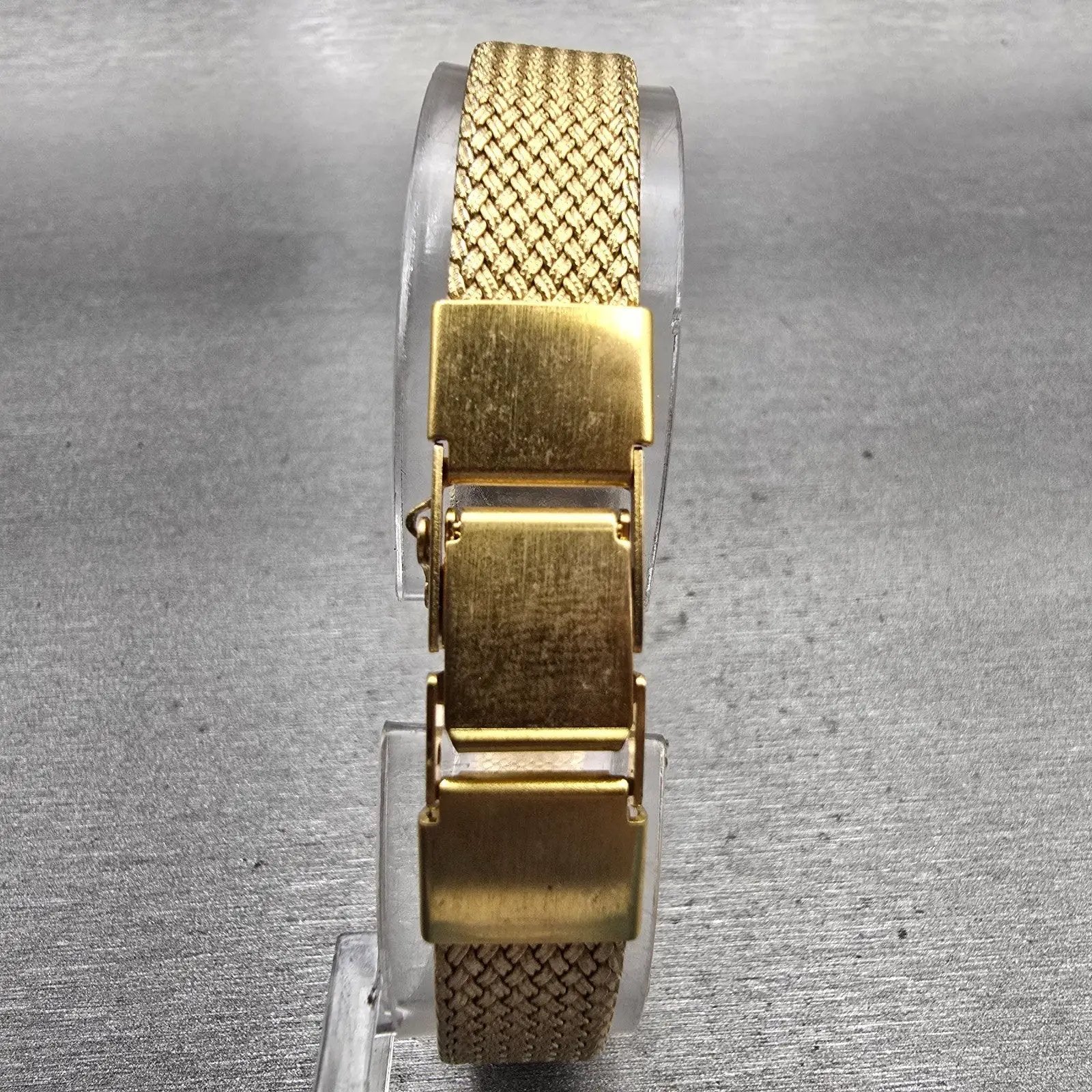 Seiko Watch Women 17mm Gold Dial Gold Tone Rectangle 1400-8089 New Battery VTG7