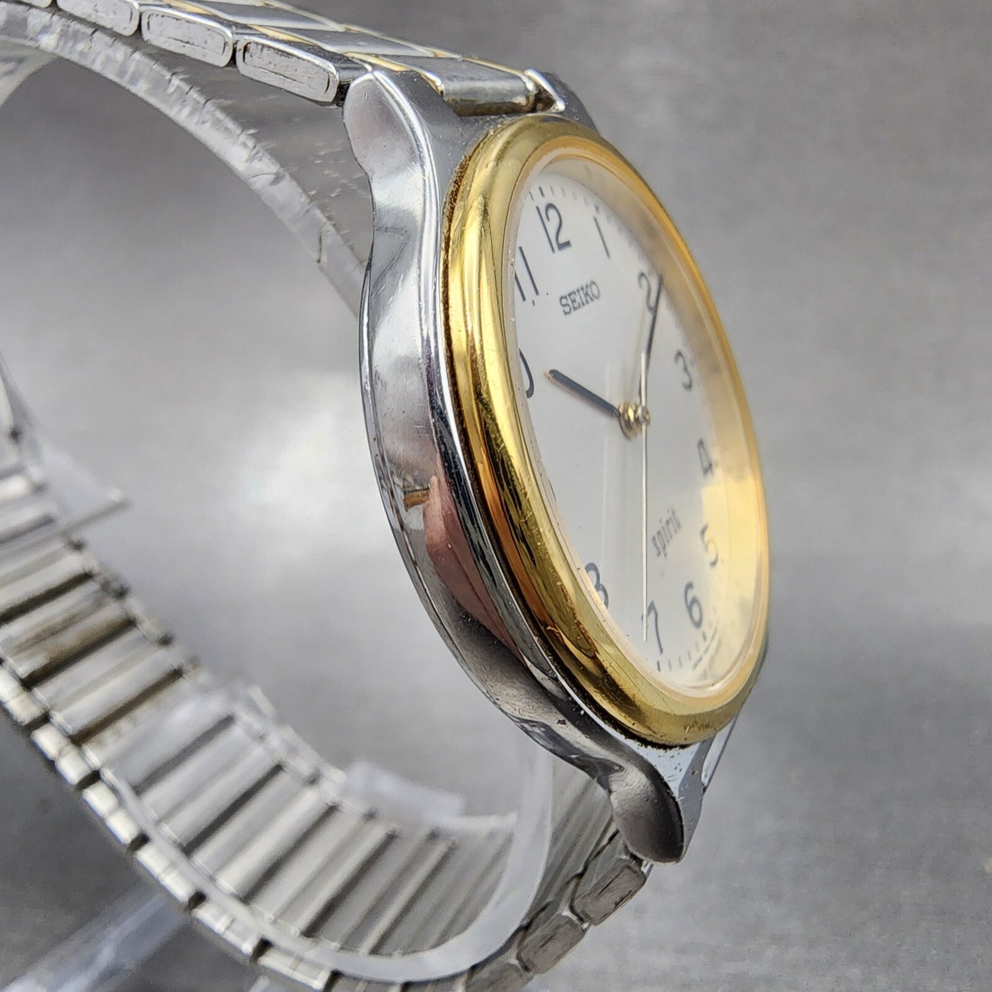Seiko Spirit Watch Men 34mm Silver Dial two Tone Round 7n01-6a70 New Battery