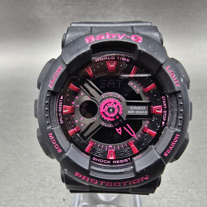 Casio Baby-G BA-111 Watch Women 43mm Pink Black Alarm Chronograph New Battery0