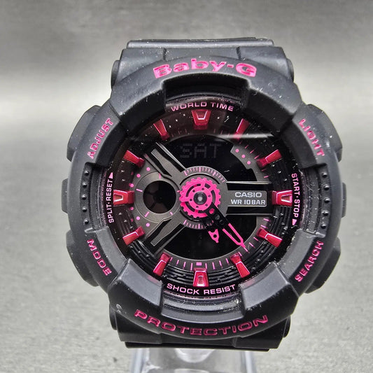 Casio Baby-G BA-111 Watch Women 43mm Pink Black Alarm Chronograph New Battery0