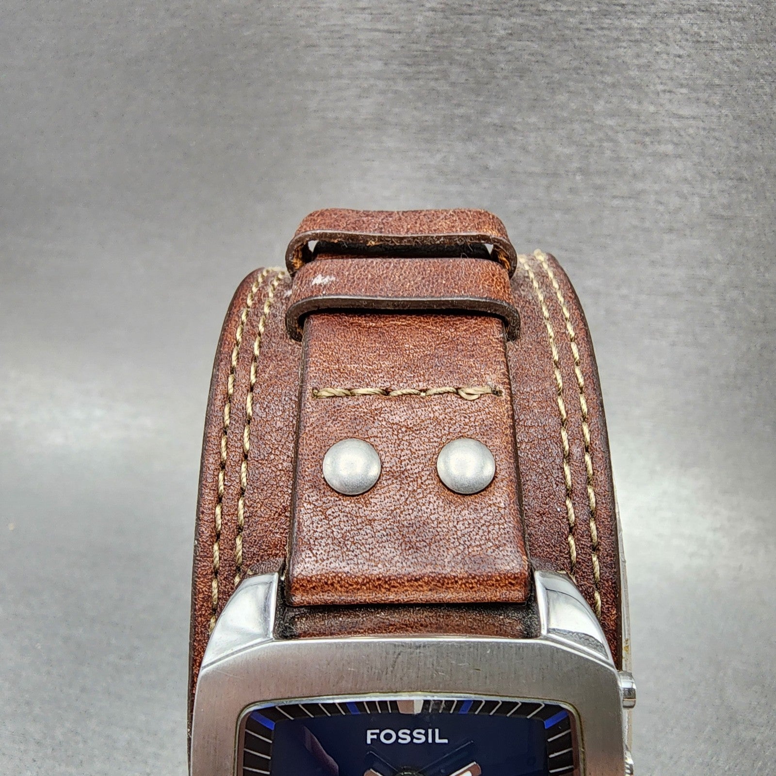 Fossil Big Tic Watch Women 33mm Blue Green Dial Silver Tone Rectangle New Batt4