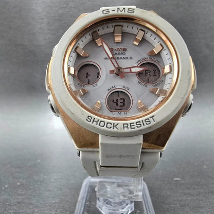 Casio Baby-G MSG-W100 Watch Women 41mm White Rose Gold Alarm Chrono Solar Works5