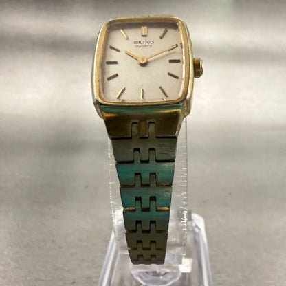 Seiko Watch Women 18mm Champagne Dial Gold Tone Rectangle 4700-3019 New Battery5