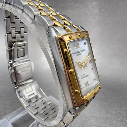 Raymond Weil Tango Tank Watch Women 19mm MOP Dial Two Tone Rectangle New Battery