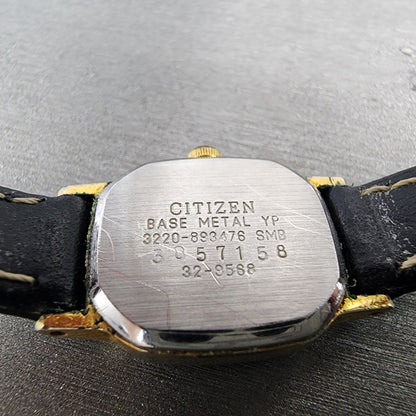 Citizen CQ Tank Watch Women 17mm Black Dial Gold Tone 3220893476 New Battery9
