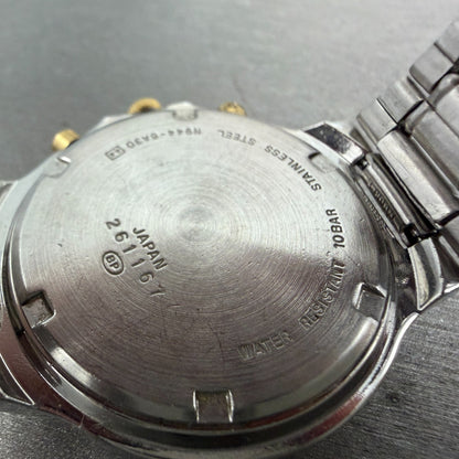 Seiko ALBA Carib Watch Men 36mm Silver Dial Steel Alarm Chrono N944-6A30 NewBatA9