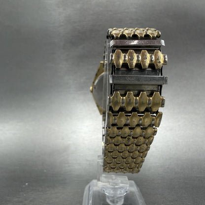 Seiko SQ Watch Men 33mm Black Dial Gold Tone Round Daydate VTG 6923-7039 PARTS8