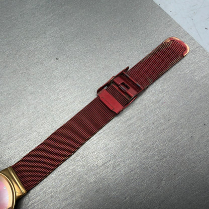 Bering Watch Women 25mm Red Dial Rose Gold Tone Round READ!!! New Batt 10126-3637