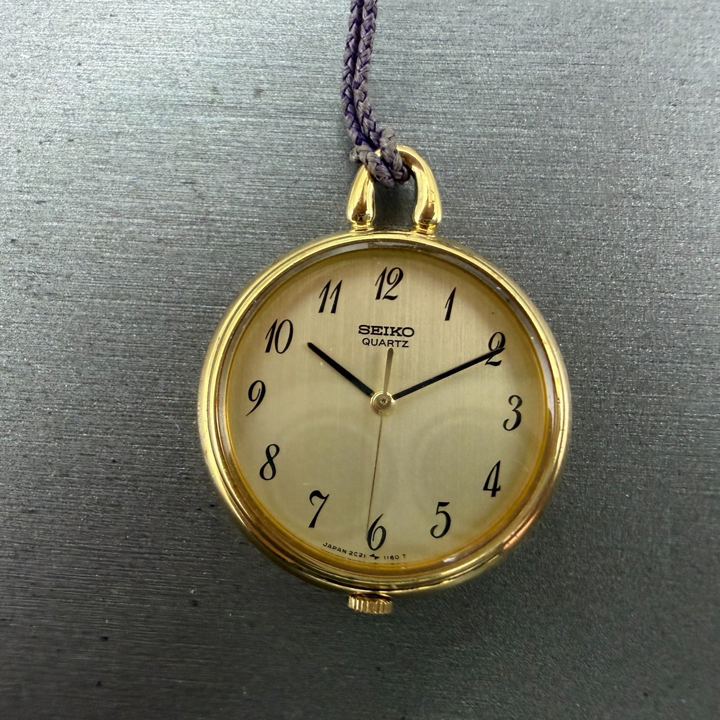 Seiko Pocket Watch Women 27mm Champagne Dial Gold Tone 2C21-0300 New Battery1