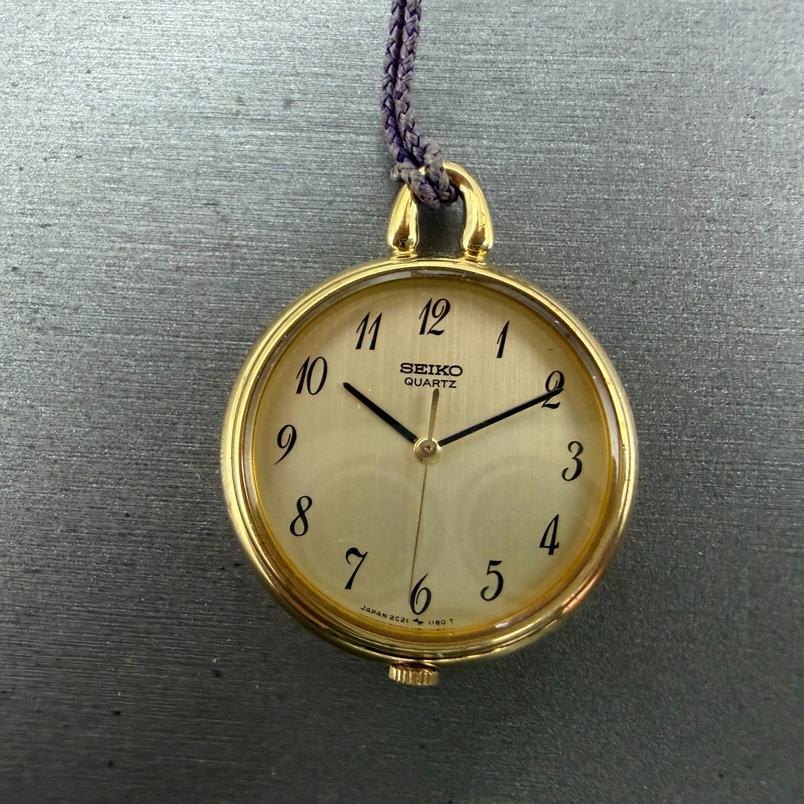 Seiko Pocket Watch Women 27mm Champagne Dial Gold Tone 2C21-0300 New Battery1