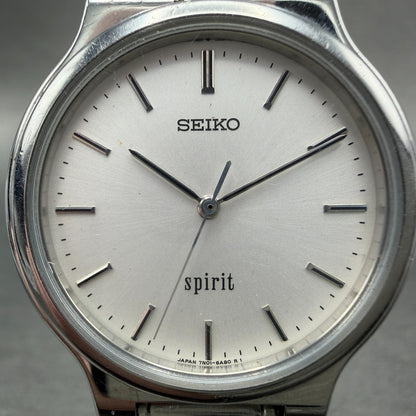 Seiko Spirit Watch Men 34mm Silver Dial Silver Tone Round 7n01-6a70 New Battery1