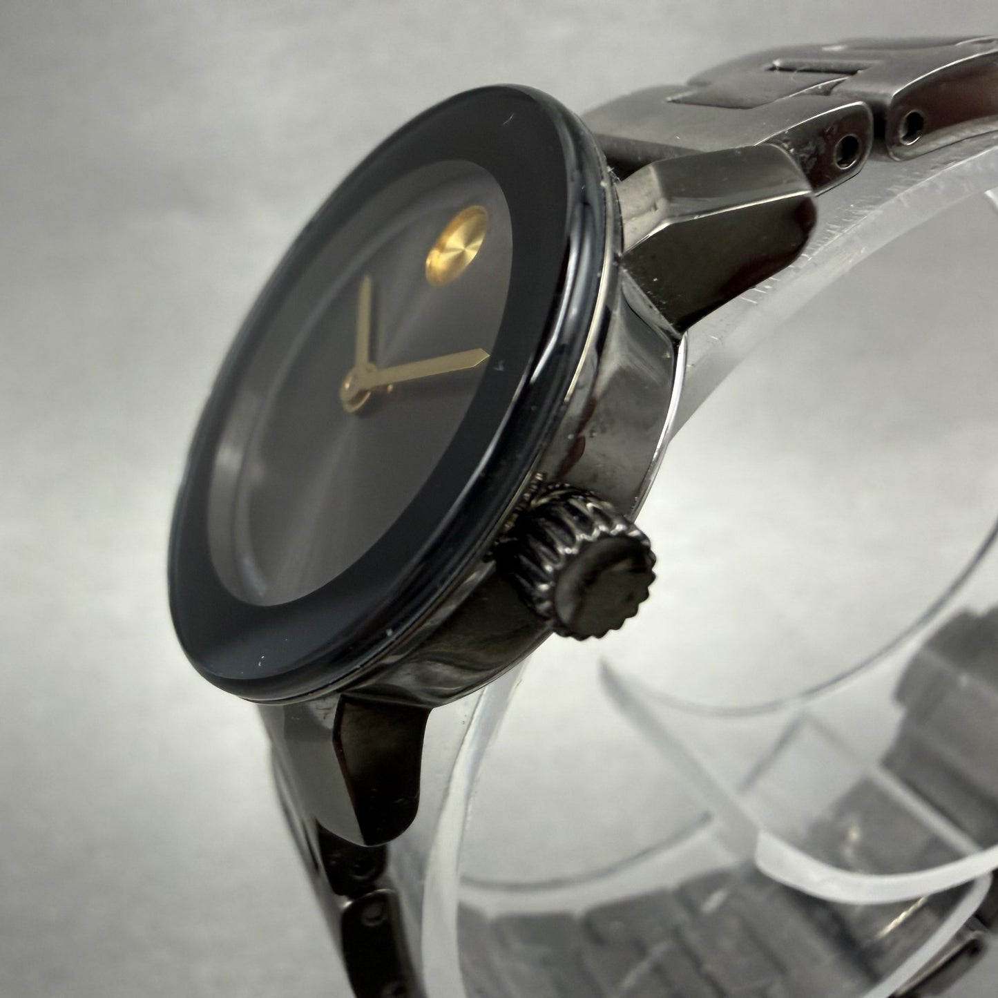 Movado Bold Watch Women 25mm Black Dial Black Tone Round 3600326 New Battery2