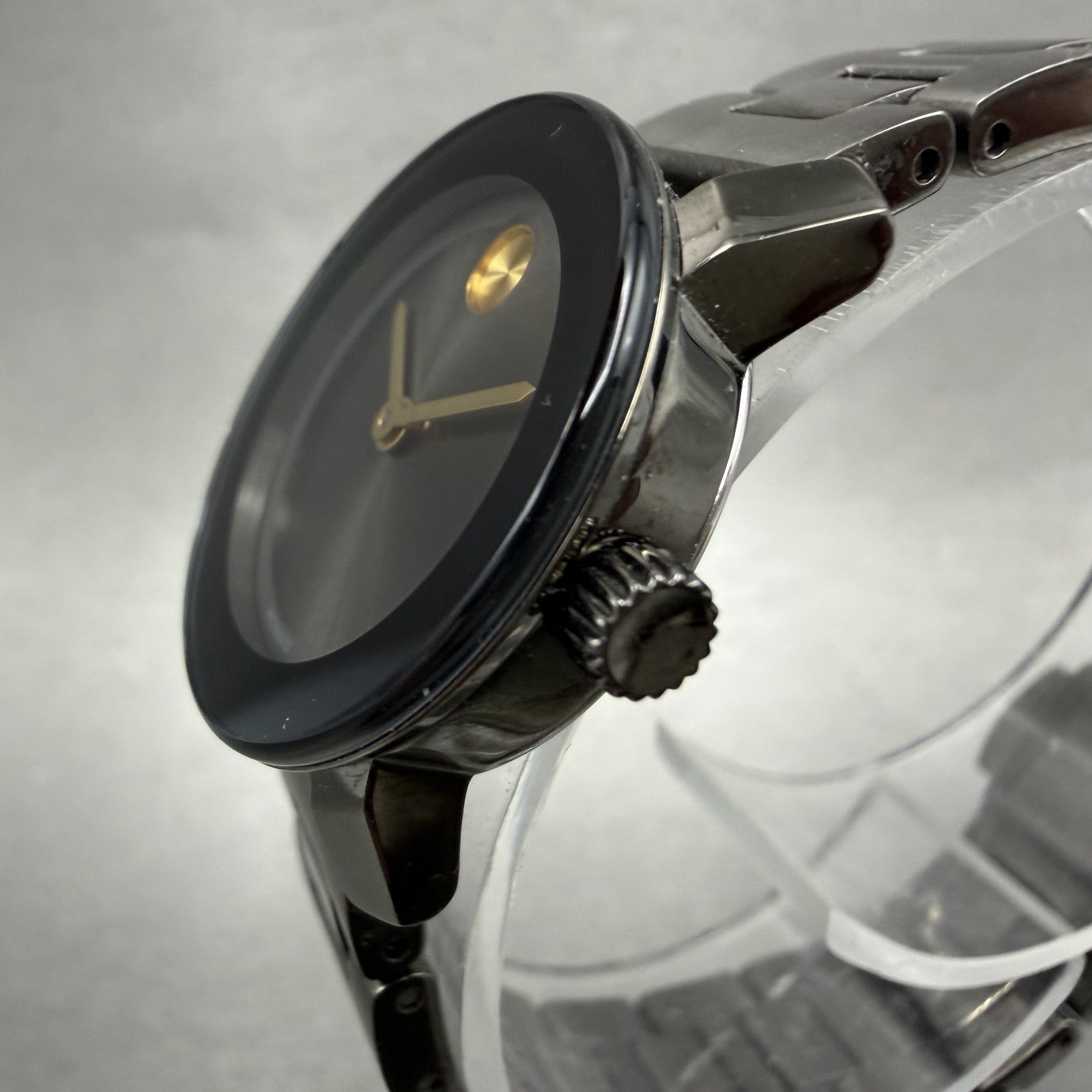 Movado Bold Watch Women 25mm Black Dial Black Tone Round 3600326 New Battery2