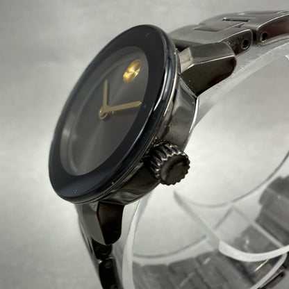 Movado Bold Watch Women 25mm Black Dial Black Tone Round 3600326 New Battery2