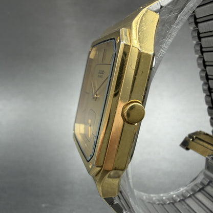 Seiko Tank Watch 30mm Champagne Dial Gold Tone Rectangle 2628-5109 New Battery2