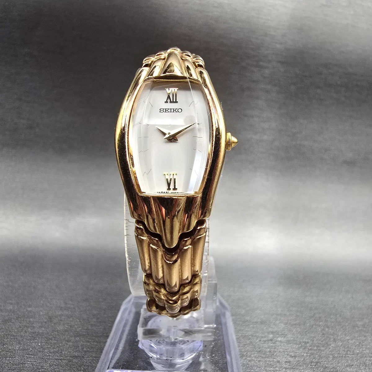 Seiko Watch Women 18mm White Dial Gold Tone Oval 4N00-7209 New Battery Vintage5