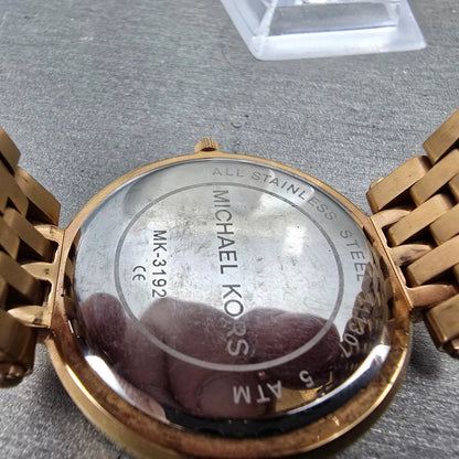 Michael Kors Darci Watch Women 39mm Pink Dial Rose Gold Tone MK-3192 New Batt JK9