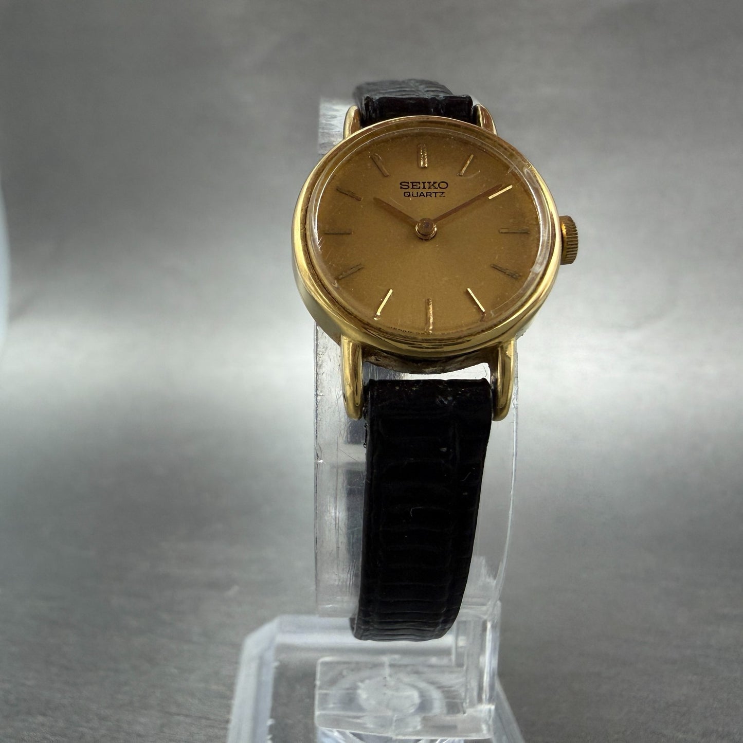 Seiko Watch Women 19mm Gold Dial Gold Tone Round 5420-0019 New Battery VTG 375