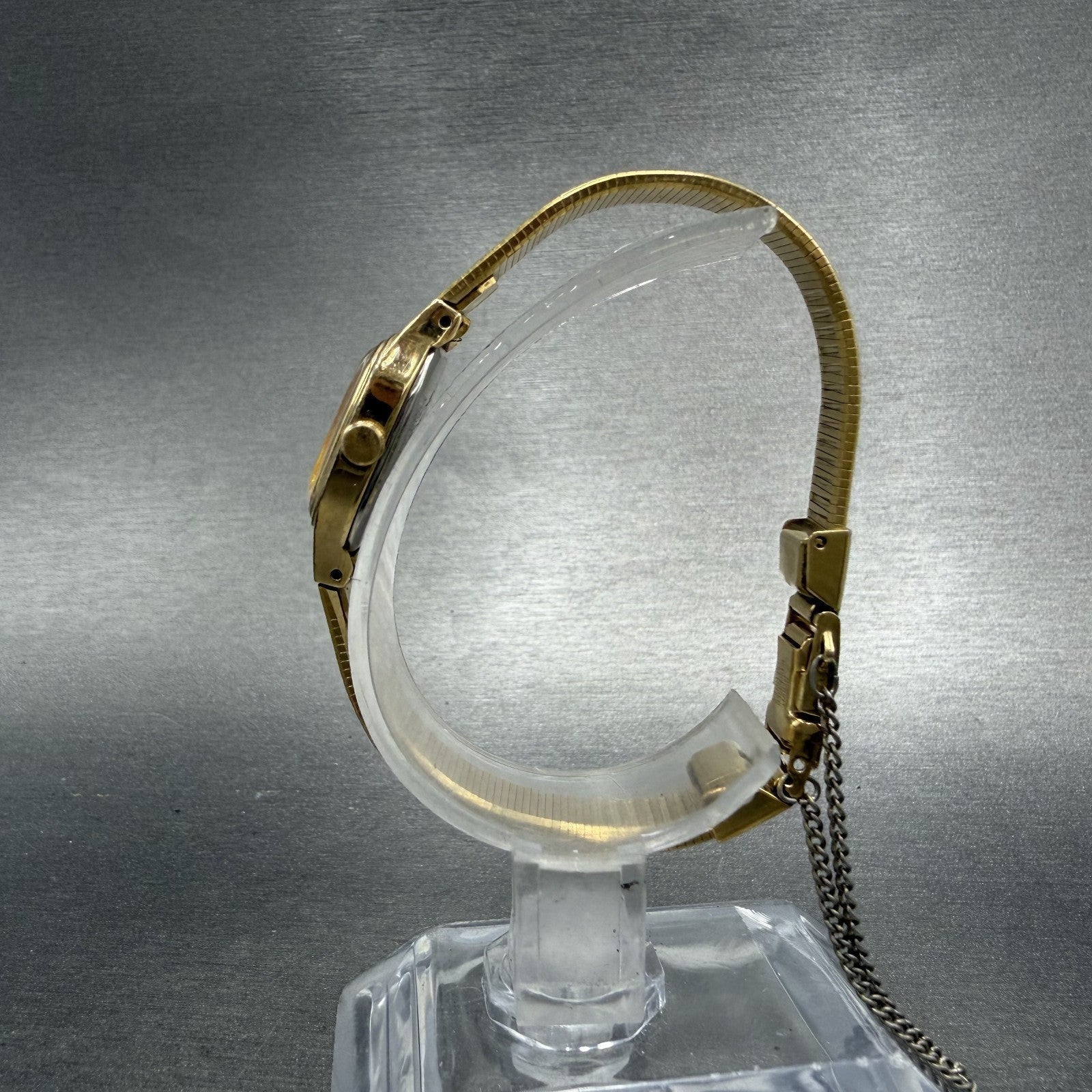 Seiko Watch Women 16mm Silver Dial Gold Tone Square 2C20-5770 New Battery6