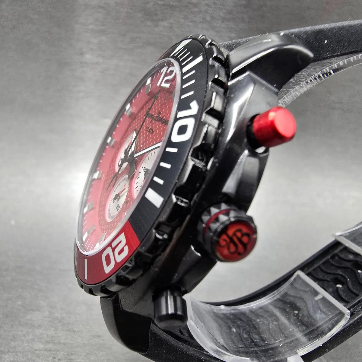 Tommy Bahama Atlantis Chronograph Watch Men 45mm Red Dial Black Tone Date NewBat2