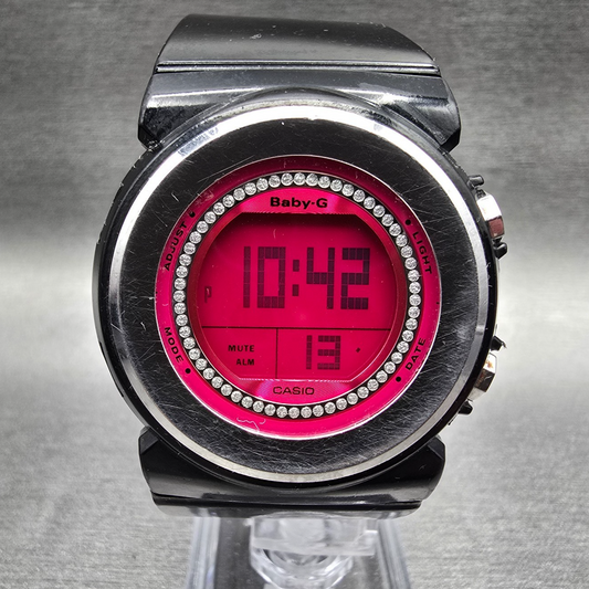 Casio Baby-G BGD-102 Watch Women 38mm Pink Dial Black Chrono Alarm New Battery0
