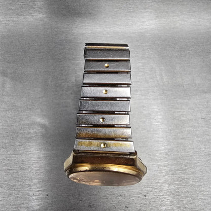 Seiko SQ Watch Men 33mm Gold Dial Gold Daydate Round 6923-7099 New Battery VTG4