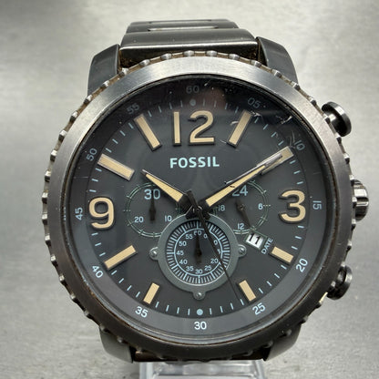 Fossil Chronograph Watch Men 50mm Gray Dial Gray Tone Date BQ2113 New Battery0