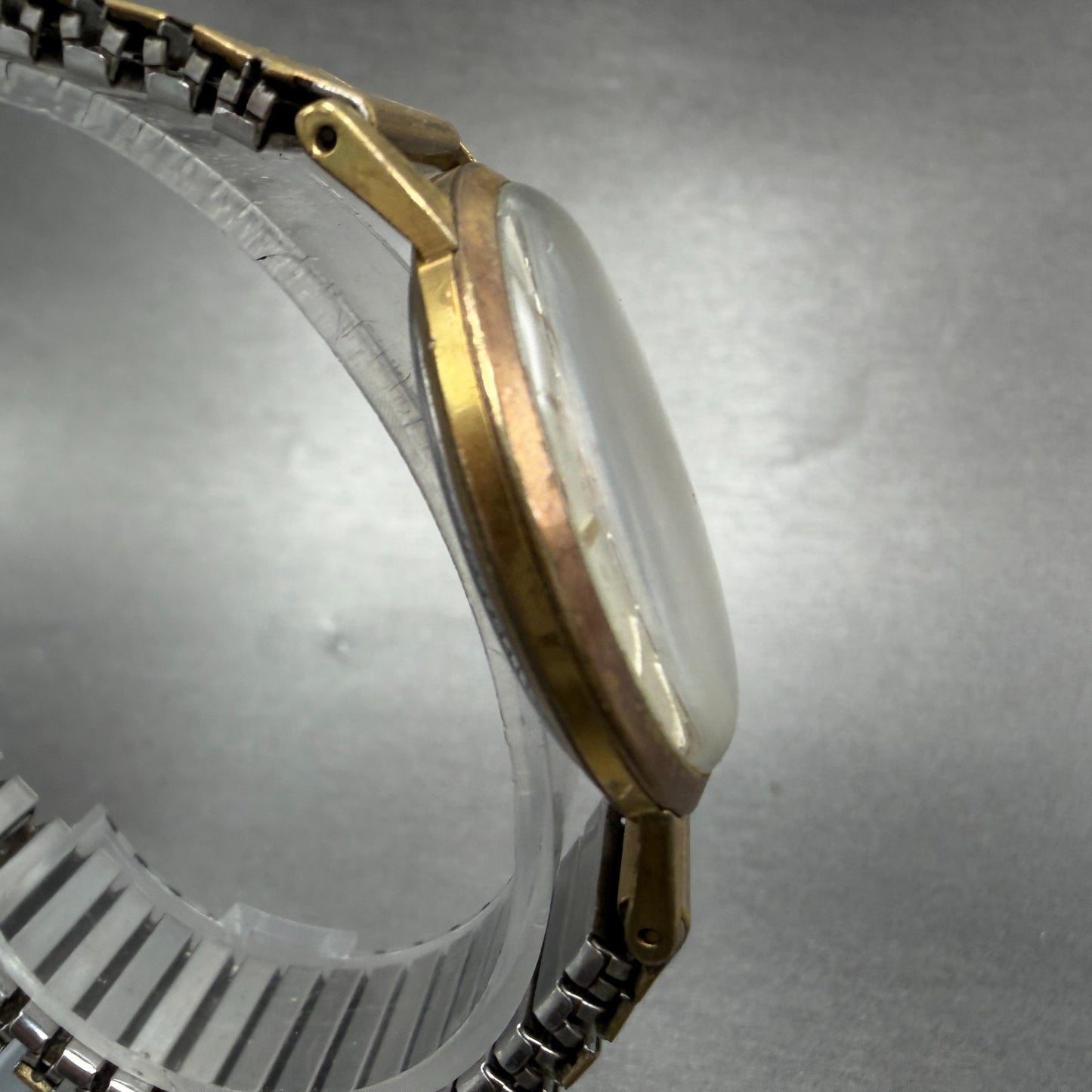 Citizen Deluxe Phynox Watch Men 34mm Silver Dial Gold Tone Manual 140809 PARTS4
