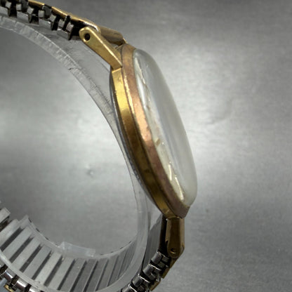 Citizen Deluxe Phynox Watch Men 34mm Silver Dial Gold Tone Manual 140809 PARTS4