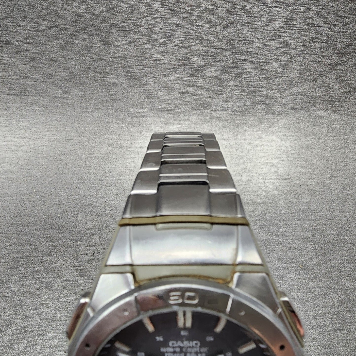 Casio Wave Ceptor Solar Watch Men 42mm Black Dial Analog Digital Steel Runs READ4