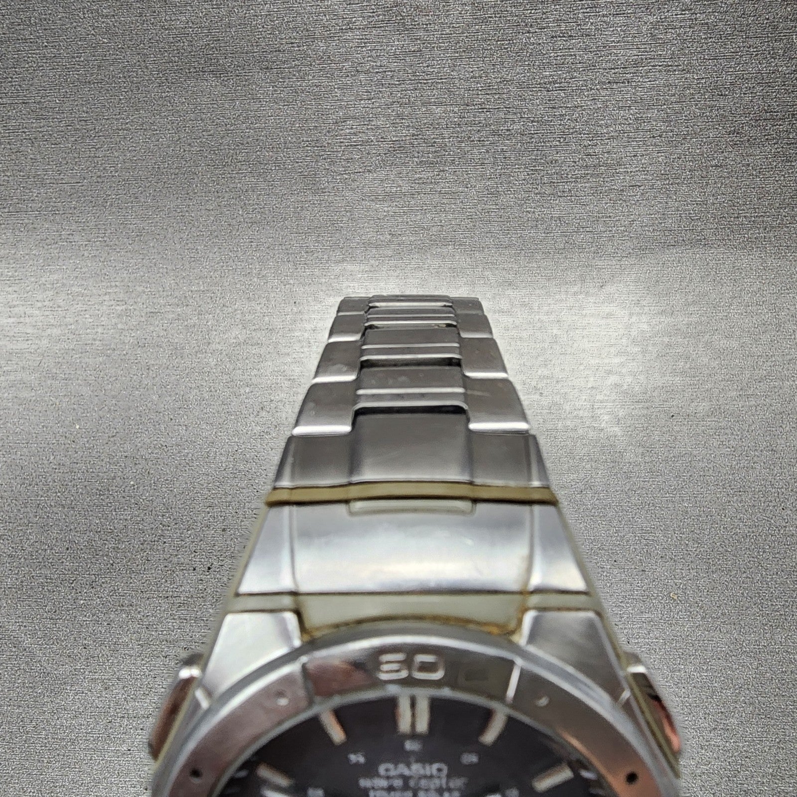 Casio Wave Ceptor Solar Watch Men 42mm Black Dial Analog Digital Steel Runs READ4