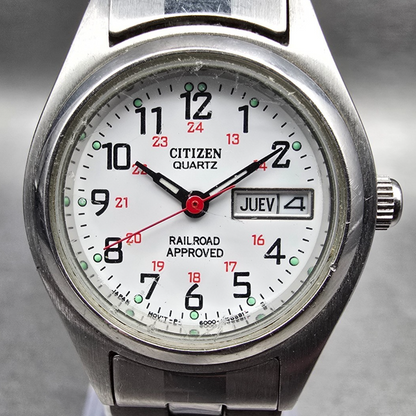 Citizen Railroad Approved Watch Women 25mm White Dial 6000-S14315 New Battery1