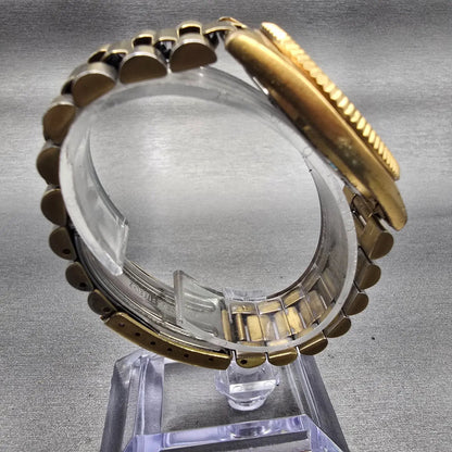 Seiko President Watch Men 35mm Gold Dial Gold Tone Daydate 7N43-8111 New Battery8