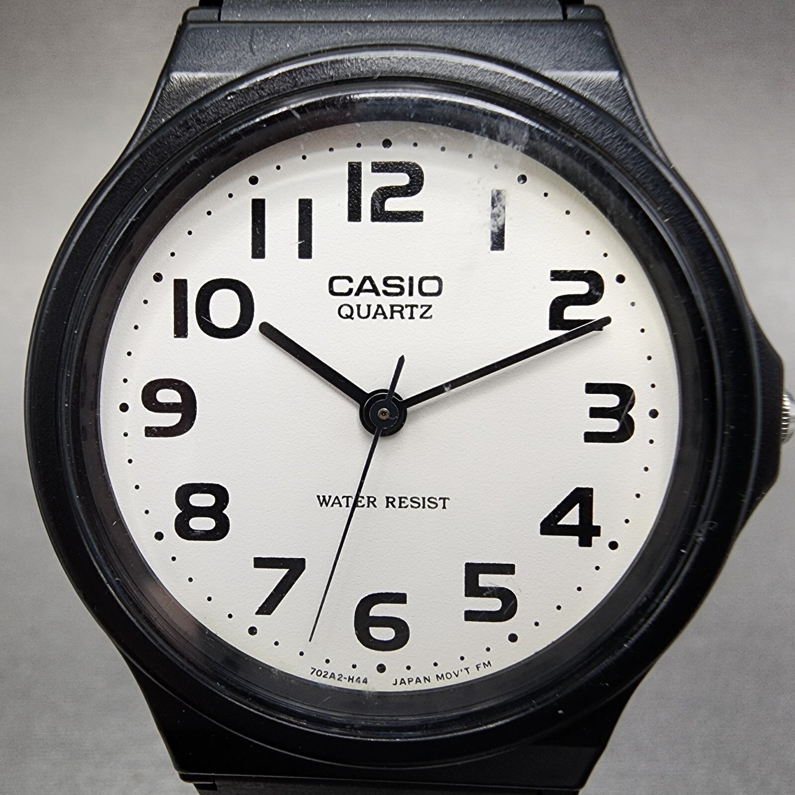 Casio Watch Men 34mm White Dial Black Tone Round MQ24 New Battery1